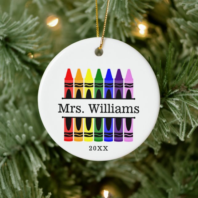 Personalised Crayon Teacher Appreciation Gift Ceramic Tree Decoration (Tree)