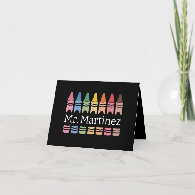 Personalised Crayon Teacher Name Cute Back School Announcement (Front)