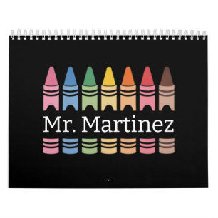 Personalised Crayon Teacher Name Cute Back School Calendar