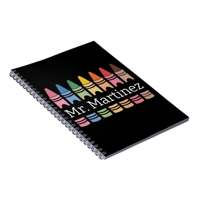 Personalised Crayon Teacher Name Cute Back School Notebook (Right Side)