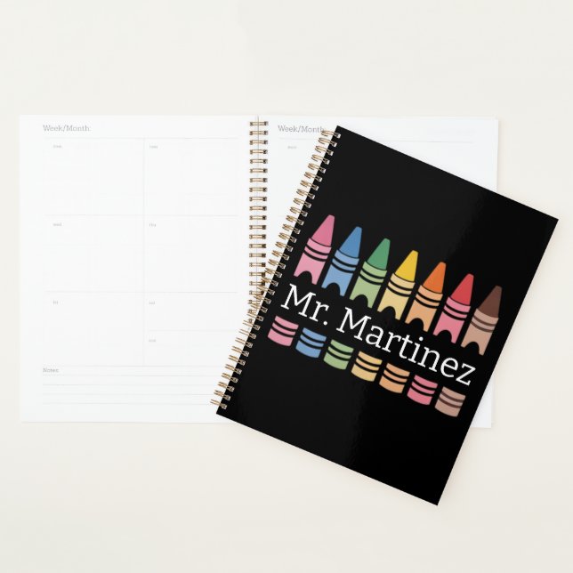Personalised Crayon Teacher Name Cute Back School Planner (Display)