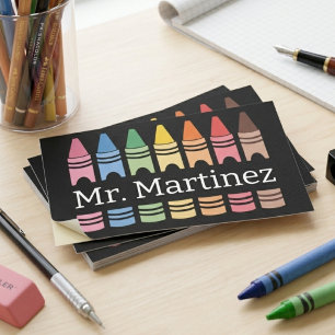 Personalised Crayon Teacher Name Cute Back School Rectangular Sticker