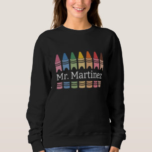 Personalised Crayon Teacher Name Cute Back School Sweatshirt