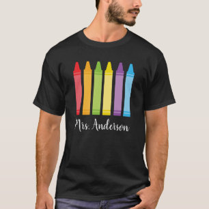 Personalised Crayon Teacher Shirt, Teacher Gift T-Shirt