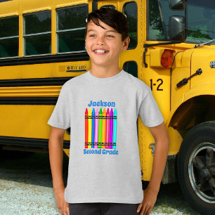 Personalised Crayons School Grade Design T-Shirt
