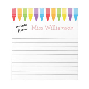 Personalised Crayons Teacher Appreciation Gift Notepad