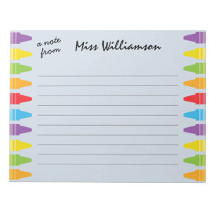 Personalised Crayons Teacher Appreciation Gifts Notepad