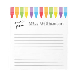 Personalised Crayons Teacher Appreciation Gifts  Notepad