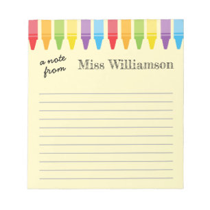 Personalised Crayons Teacher Appreciation Gifts Notepad