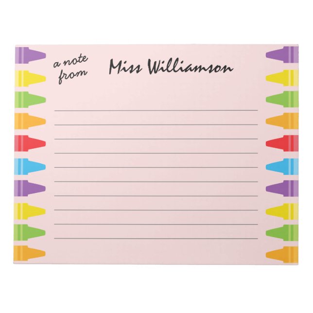 Personalised Crayons Teacher Appreciation Gifts Notepad (Front)