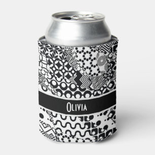 Personalised, Crazy Black & White Pattern 7 Can Cooler