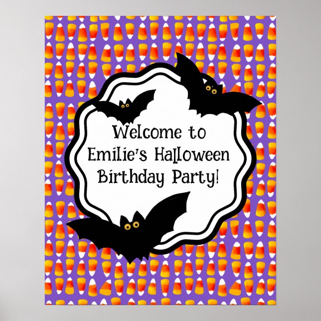 Personalised Crazy Candy Corn Black Bat  Poster (Front)