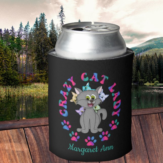 Personalised CRAZY CAT LADY Can Cooler (Creator Uploaded)