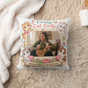 Personalised Crazy Cat Lady Photo Pillow