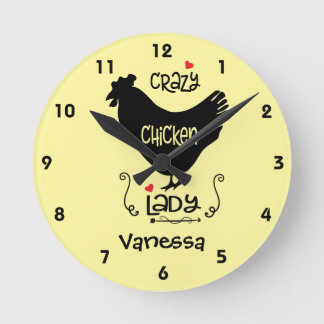 Personalised Crazy Chicken Lady Square or Round Clock