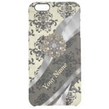 Personalised cream and black damask