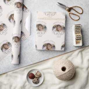 Personalised Cream Class of 2026 Photo Grad  Wrapping Paper