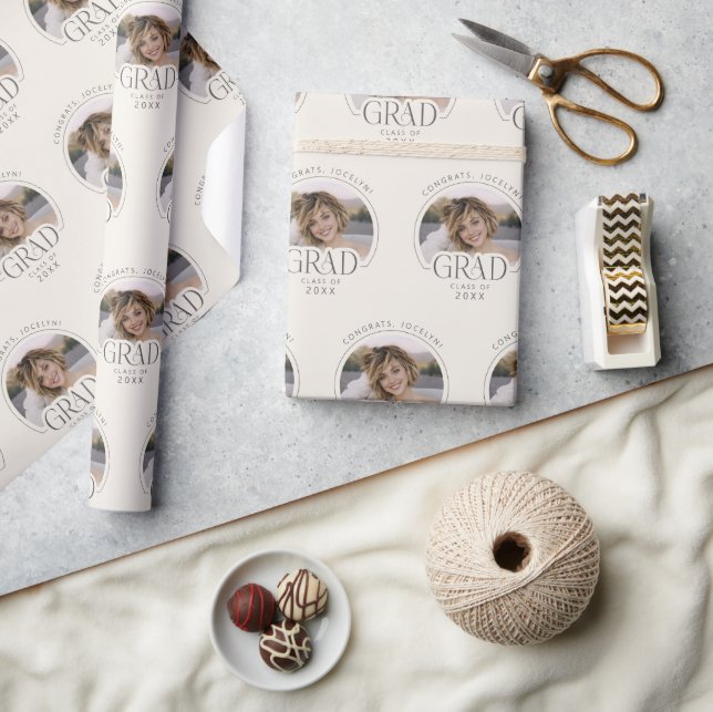 Personalised Cream Class of 2026 Photo Grad  Wrapping Paper (Crafts)