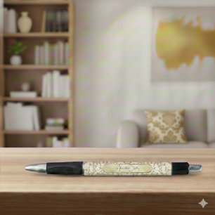 Personalised Cream Gold Rococo Filigree