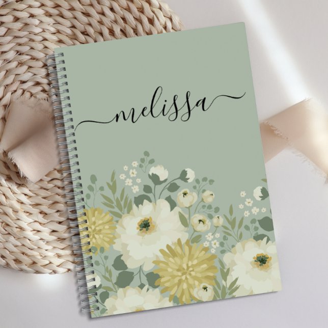 Personalised Cream Green Floral Journal  (Creator Uploaded)