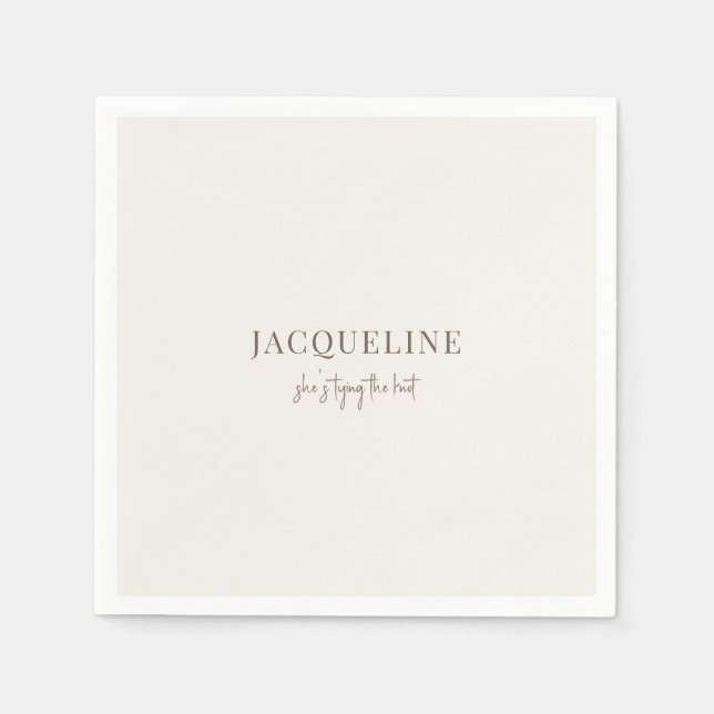 Personalised Cream Tying the Knot Simple Shower  Napkin (Front)
