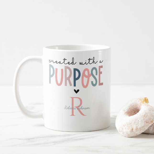 Personalised Created With A Purpose Coffee Mug (With Donut)