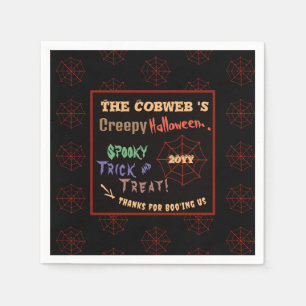 Personalised Creepy Colourful Halloween Spider Web Napkin