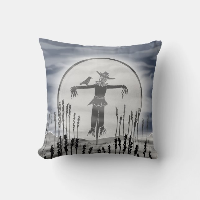 Personalised Creepy Halloween Scarecrow Cushion (Front)