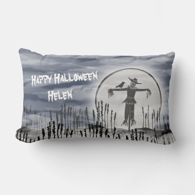 Personalised Creepy Halloween Scarecrow Cushion (Front)