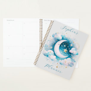 Personalised Crescent Moon Celestial Clouds Night Planner