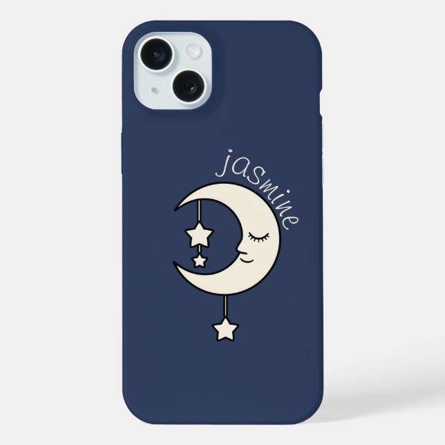 Personalised Crescent Moon with Star iPhone Case (Back)