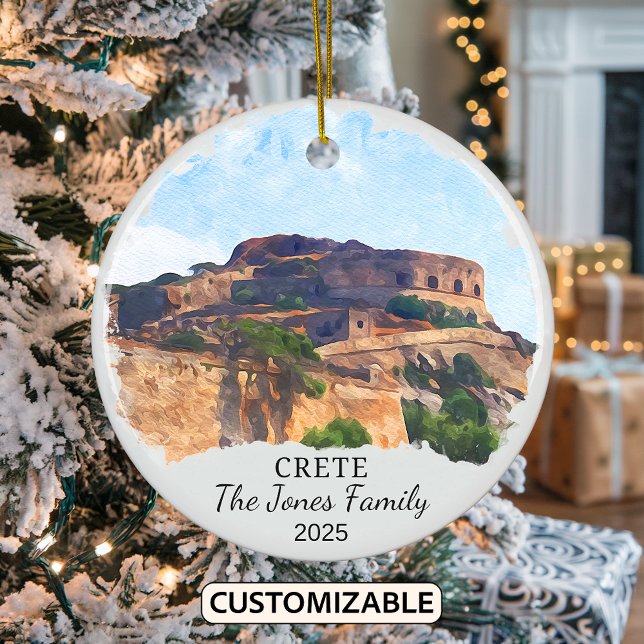 Personalised Crete Ornament, Greece Ceramic Tree Decoration (Creator Uploaded)