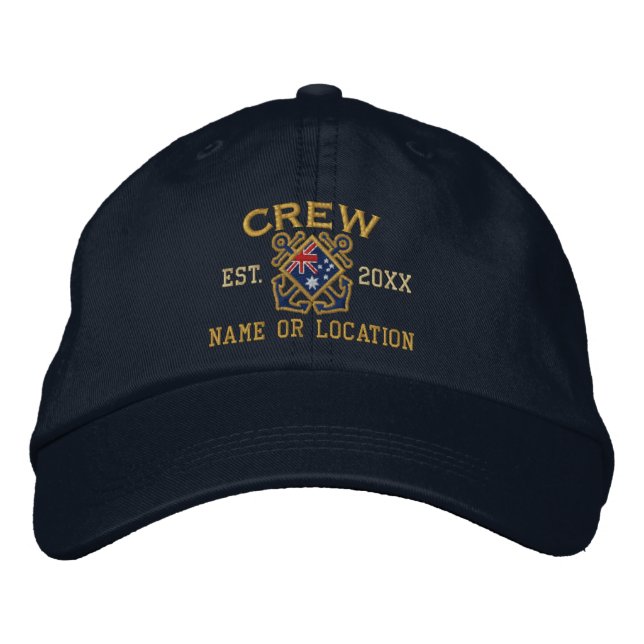 Personalised Crew Nautical Australia Anchors Embroidered Hat (Front)