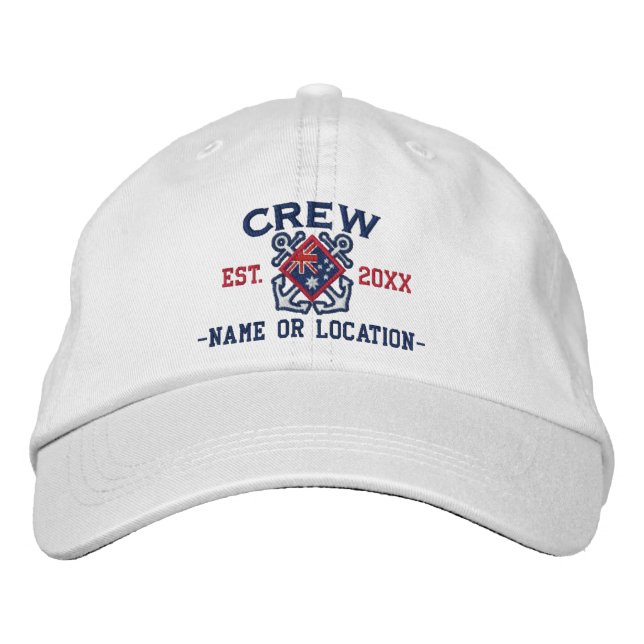 Personalised Crew Nautical Australia Embroidery Embroidered Hat (Front)