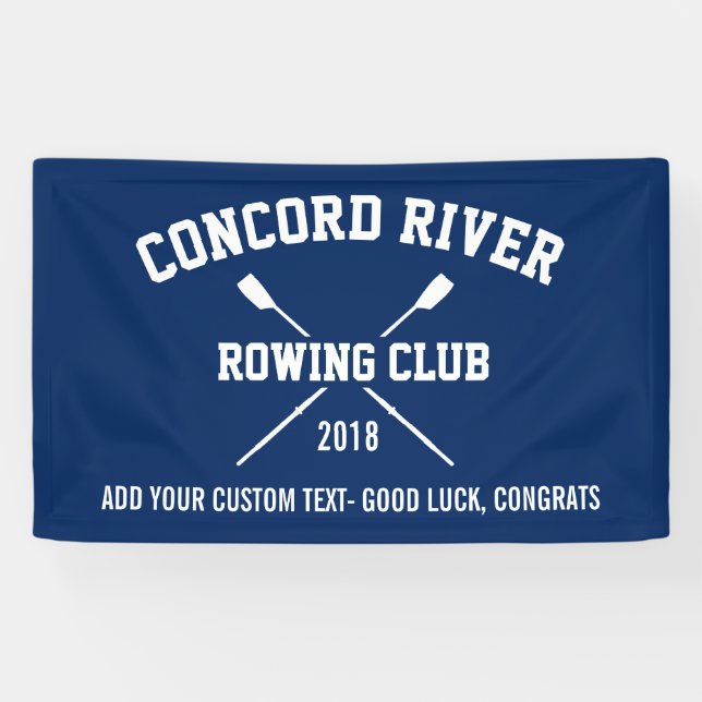 Personalised Crew Rowing Logo Oars Team Name Year Banner (Horizontal)