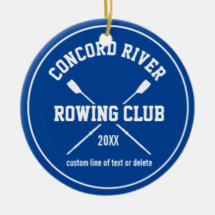 Personalised Crew Rowing Logo Oars Team Name Year Ceramic Tree Decoration