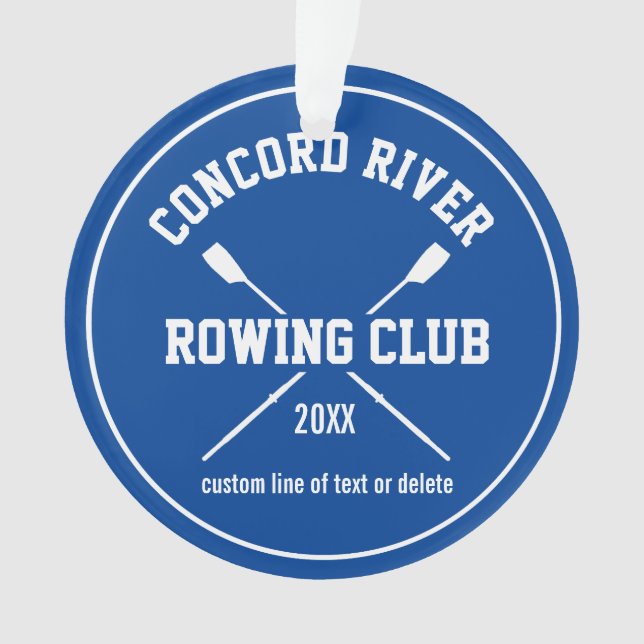 Personalised Crew Rowing Logo Oars Team Name Year Ornament (Front)