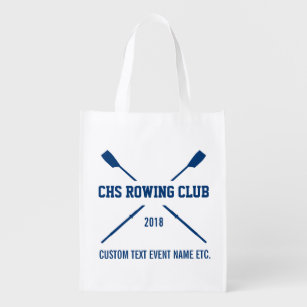 Personalised Crew Rowing Logo Oars Team Name Year Reusable Grocery Bag