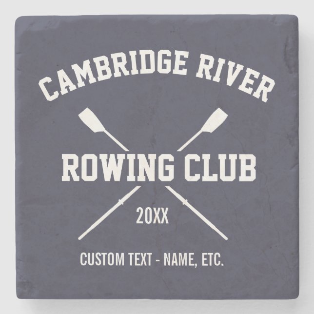 Personalised Crew Rowing Logo Oars Team Name Year Stone Coaster (Front)