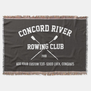 Personalised Crew Rowing Logo Oars Team Name Year Throw Blanket