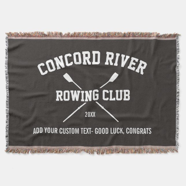 Personalised Crew Rowing Logo Oars Team Name Year Throw Blanket (Front)