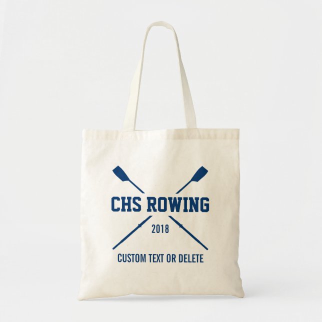 Personalised Crew Rowing Logo Oars Team Name Year Tote Bag (Front)