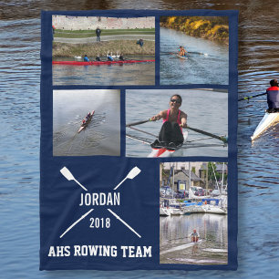 Personalised Crew Rowing Photo Collage Team Name Fleece Blanket