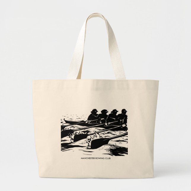 Personalised Crew Rowing Tote Bag in B&W (Front)