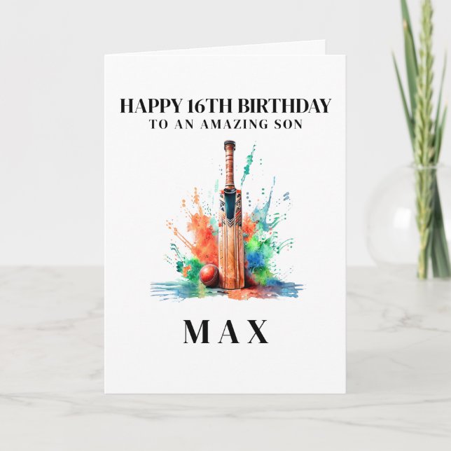 Personalised Cricket Birthday Card (Front)