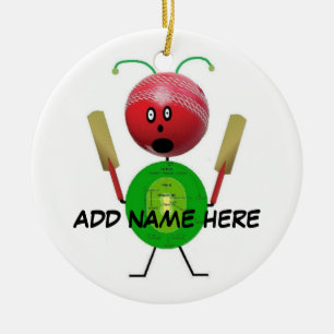 Personalised Cricket Star Ceramic Tree Decoration