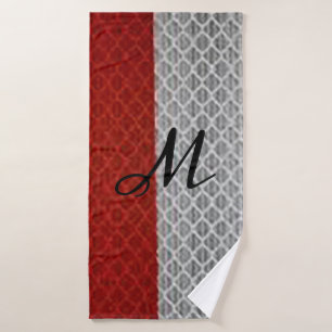Personalised “Crimson and Grey “  Bath Towel Set