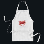 Personalised Crimson Crab | Chef Name Standard Apron<br><div class="desc">A fun personalised crab/crab boil themed aprons for your next Crab Bake Party or seafood event.  
It features a watercolor styled illustration of a crimson crab and a spot for the chef's name.</div>