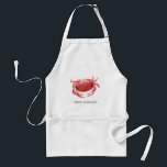 Personalised Crimson Crab | Chef Name Standard Apron<br><div class="desc">A fun personalised crab/crab boil themed aprons for your next Crab Bake Party or seafood event.  
It features a watercolor styled illustration of a crimson crab and a spot for the chef's name.</div>
