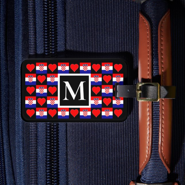 Personalised Croatia Flag Custom Letter Croatian Luggage Tag (Front Insitu 4)